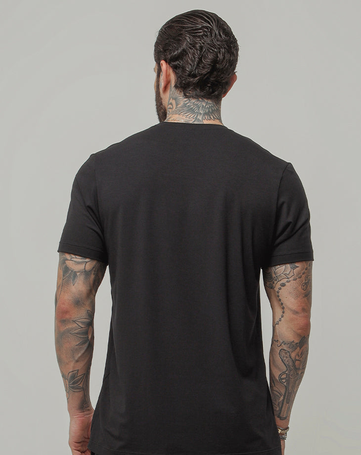 CAMISETA MASCULINA MODAL DUAL PRETA