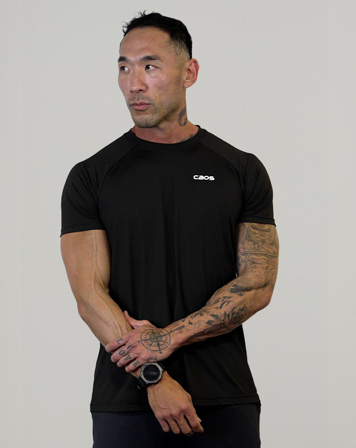 CAMISETA MASCULINA RAGLAN CAOS