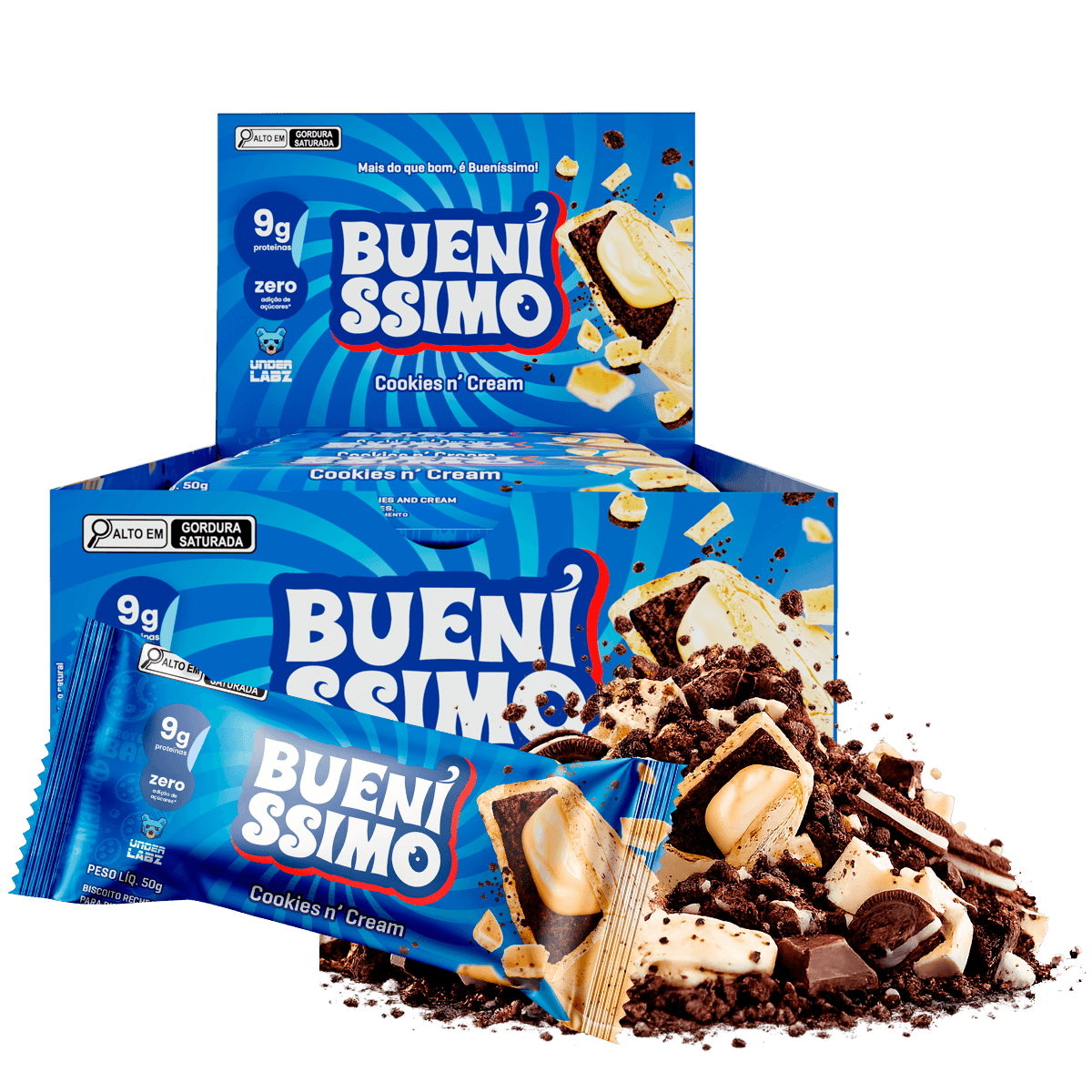 Baked Bar Bueníssimo Cookies n` Cream com 12 unidades