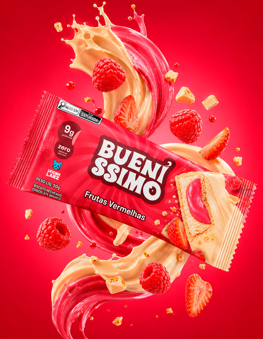 Estilo de vida Baked Bar Bueníssimo Frutas Vermelhas com 12 unidades